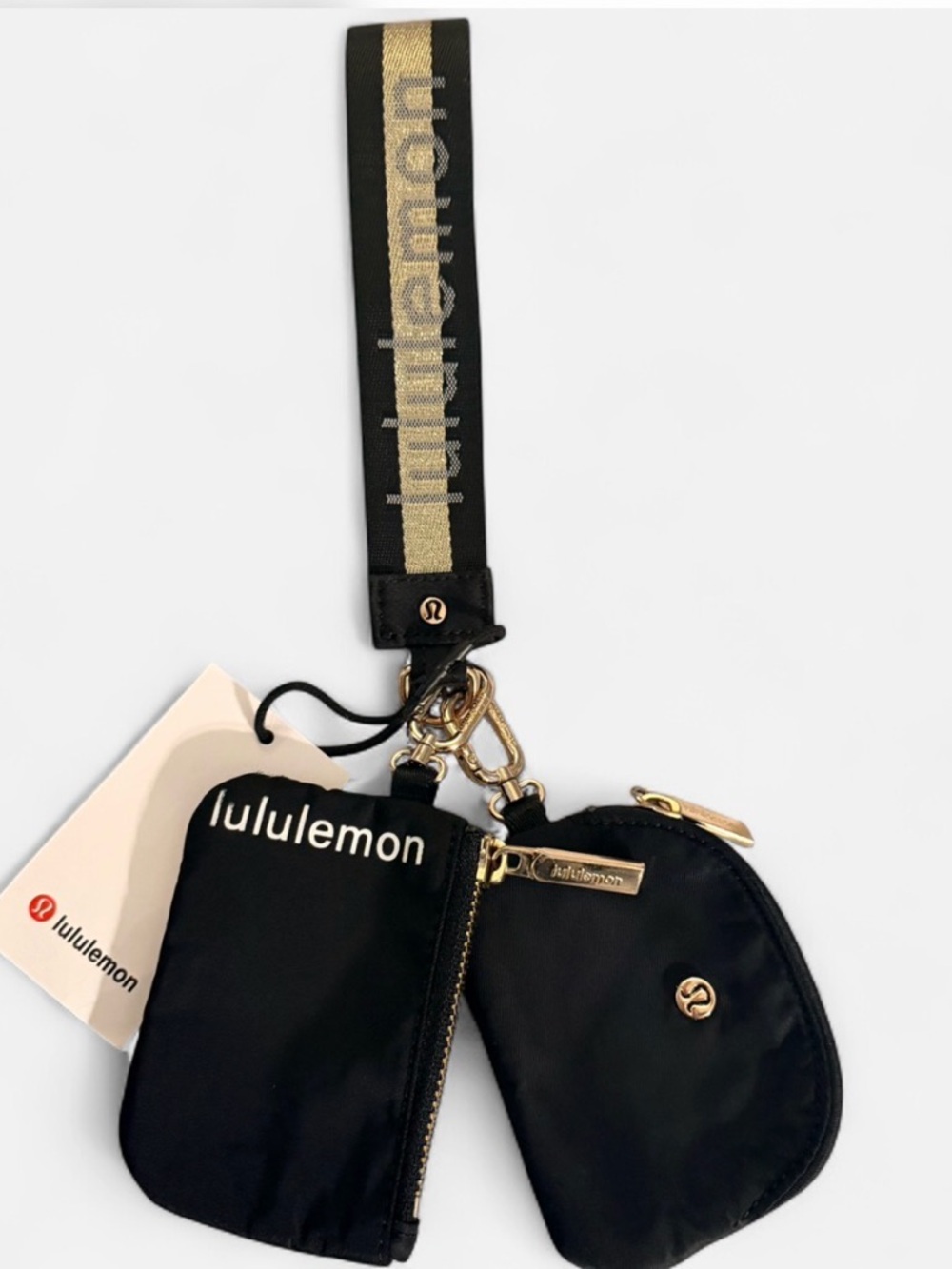 lululemon athletica Black and Gold Key & Card Holder Wristlet